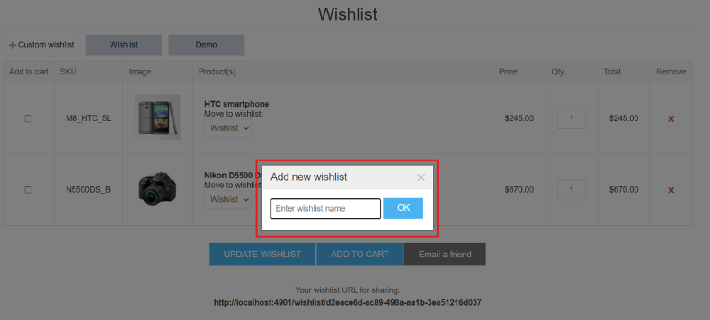 add new wishlist popup